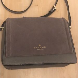 Grey suede and leather Kate Spade crossbody